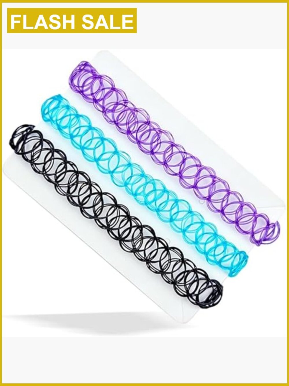 Set of 3 Y2K Tattoo Choker Necklaces Stretchy Adjustable Elastic Chokers